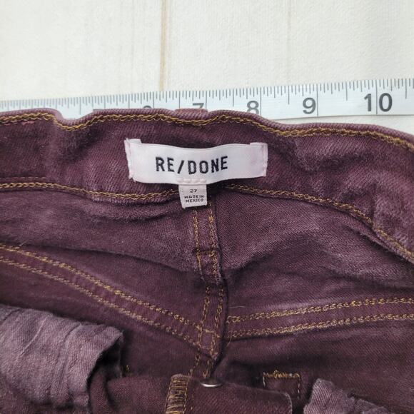 Re/done 70s ultra high rise stove pipe jeans straight button fly washed plum - Picture 8 of 11